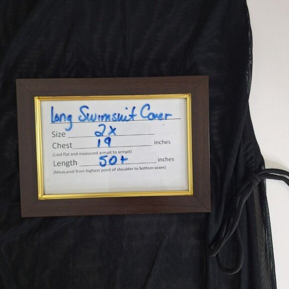 Long Sheer BlackSwimsuit Coverup Slit Side Tie Floor Sleeveless Womens Plus 2XL - Picture 4 of 7